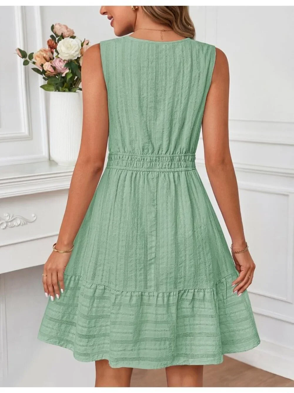 Women's Seagrass Summer Casual  Sundress Beach Vacation Sleeveless Mini Dress
